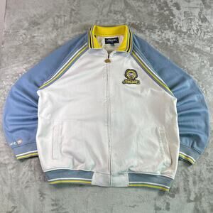 VTG Y2K Ecko Unltd Track Jacket White Blue Yellow Full Zip Embroidered